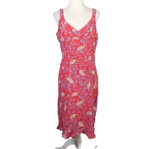 Vintage 90s Kamellia by P.R. red and blue floral paisley dress M